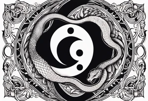 Ying yang tattoo with ouroboros snake tattoo idea