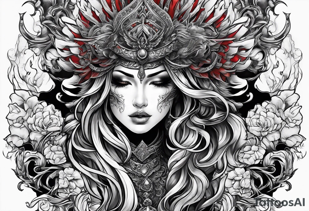 the goddess nemesis sword scary blood hell tattoo idea