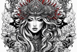 the goddess nemesis sword scary blood hell tattoo idea