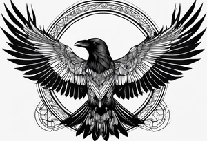 crow with open wings, symetric, tattoo idea