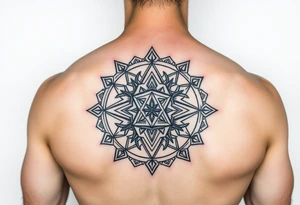 Polynesian geometric shield neurodiversity tattoo idea