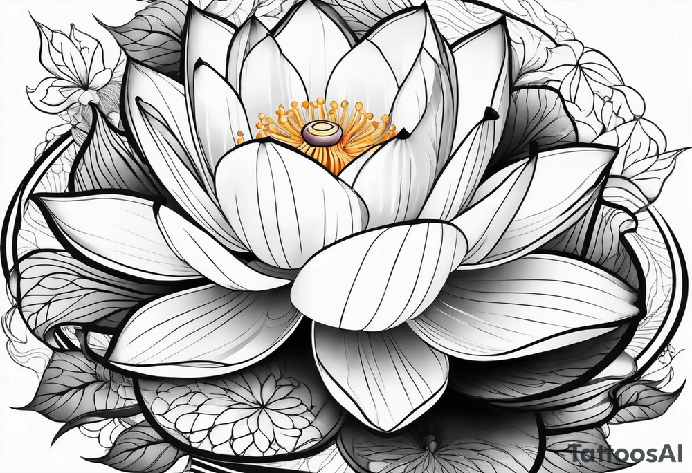 lotus flower with thin lines tattoo idea