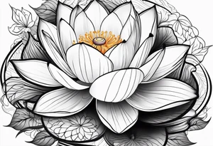 lotus flower with thin lines tattoo idea