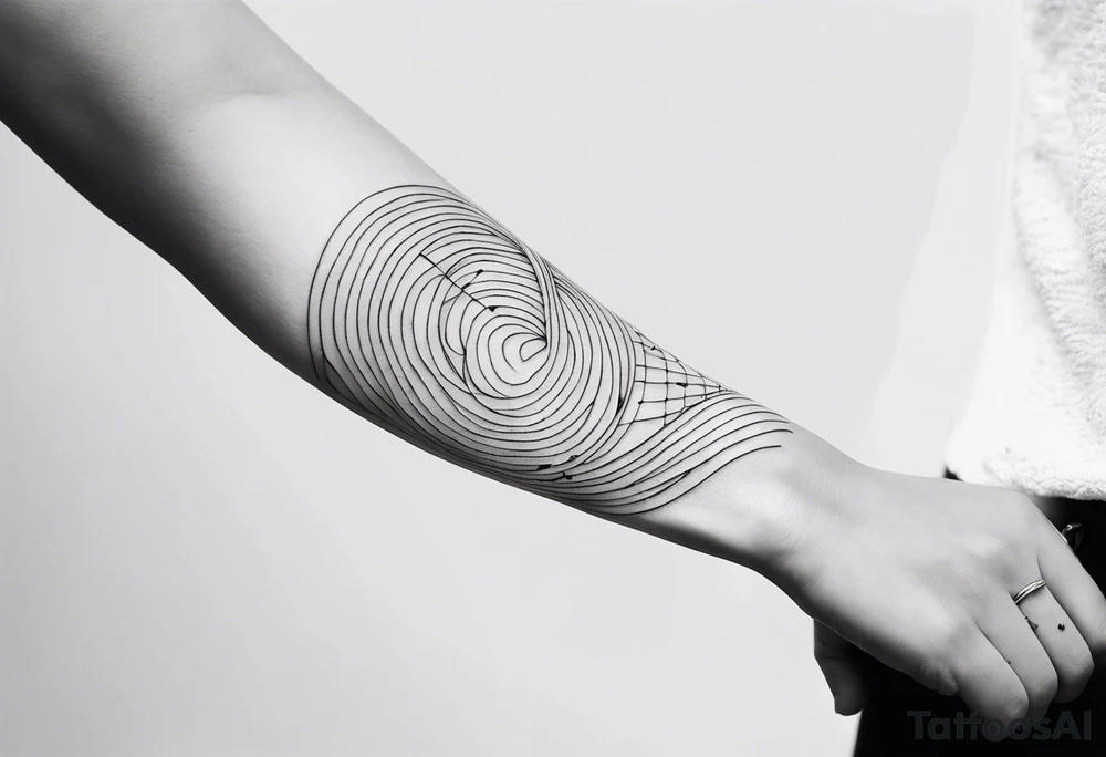 thin tattoo that cirlces the arm and forearm tattoo idea