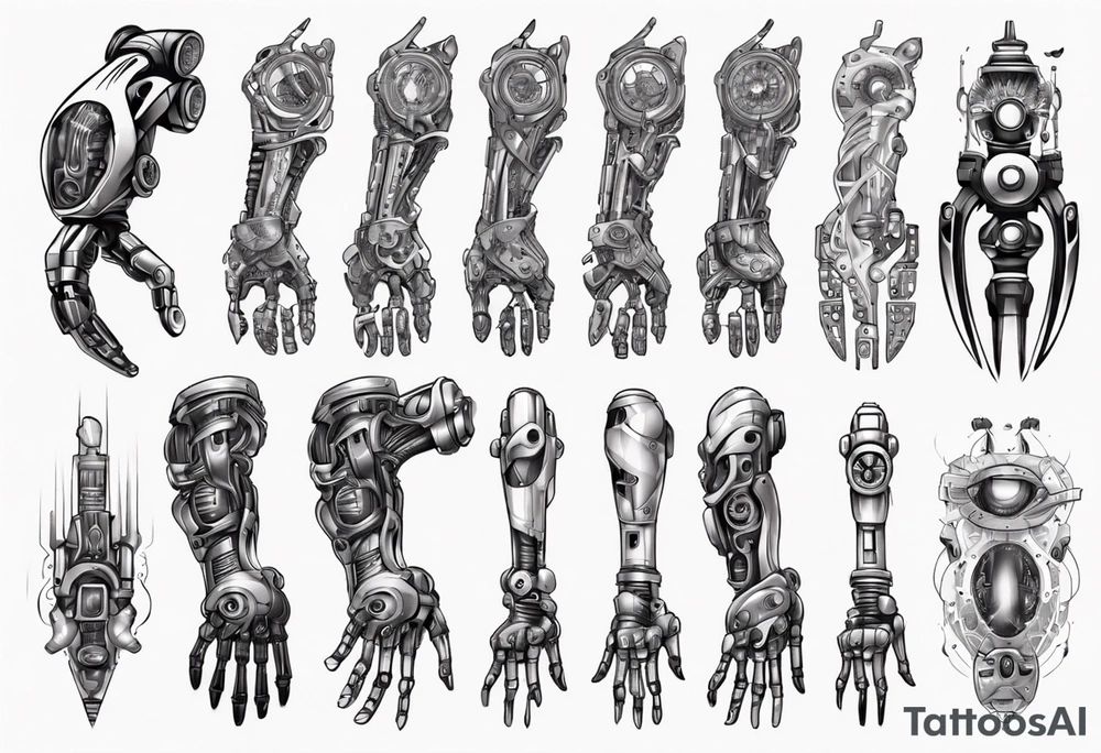 robotic forearm tattoo idea