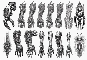 robotic forearm tattoo idea