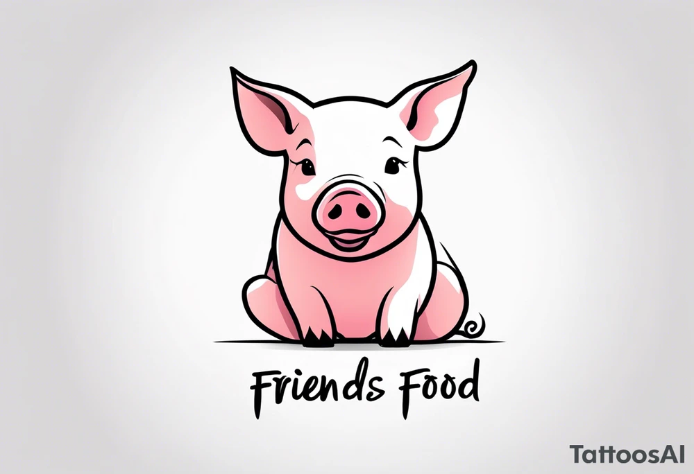 simple drawing of piglet or pig with text: "Friends. Not Food" included tattoo idea