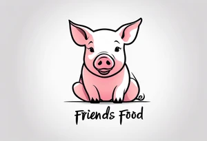 simple drawing of piglet or pig with text: "Friends. Not Food" included tattoo idea
