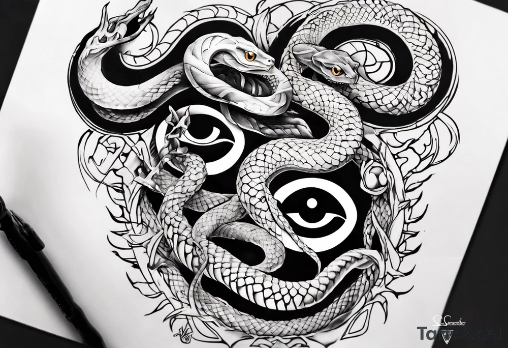 Snake of nine eyes tattoo idea