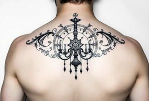 Ornamental chandelier natal chart tattoo idea