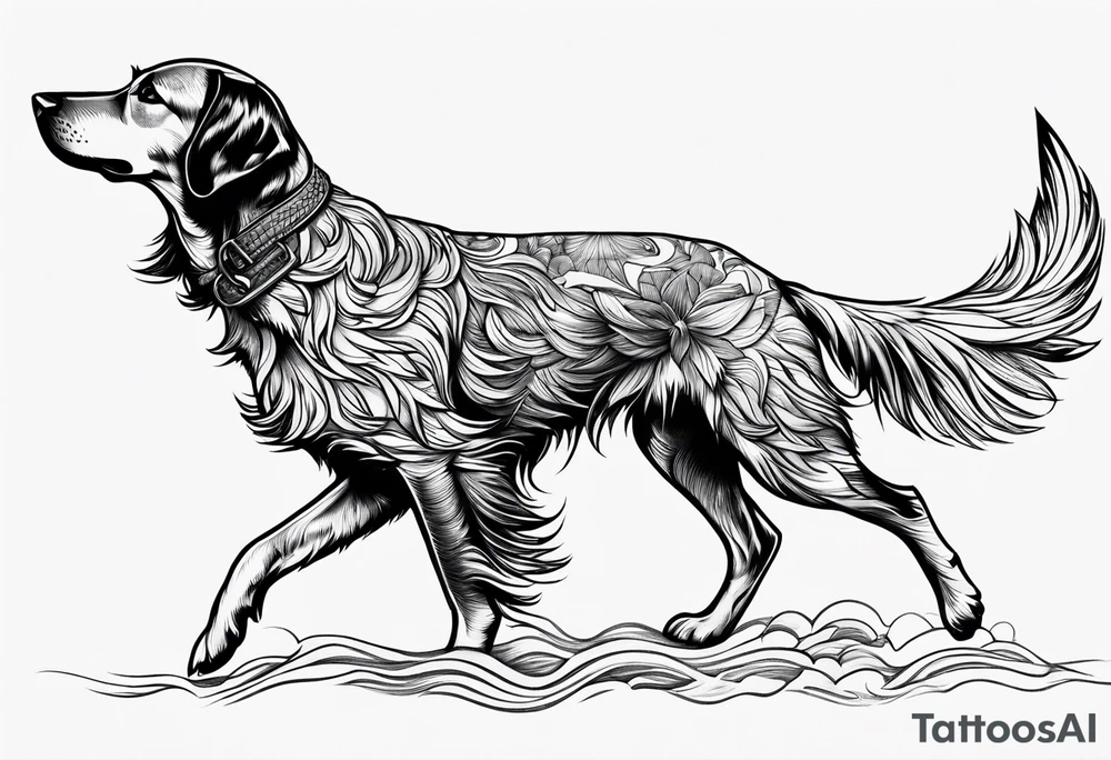 bird dog retrieving birds tattoo idea