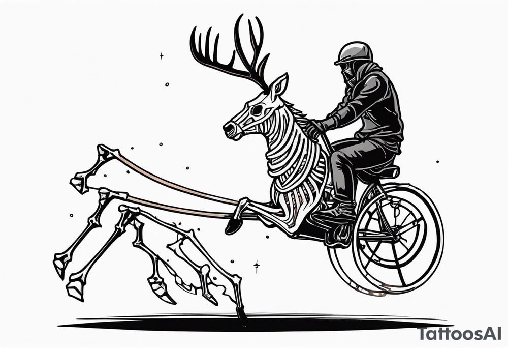 death riding on a reindeer skeleton tattoo idea