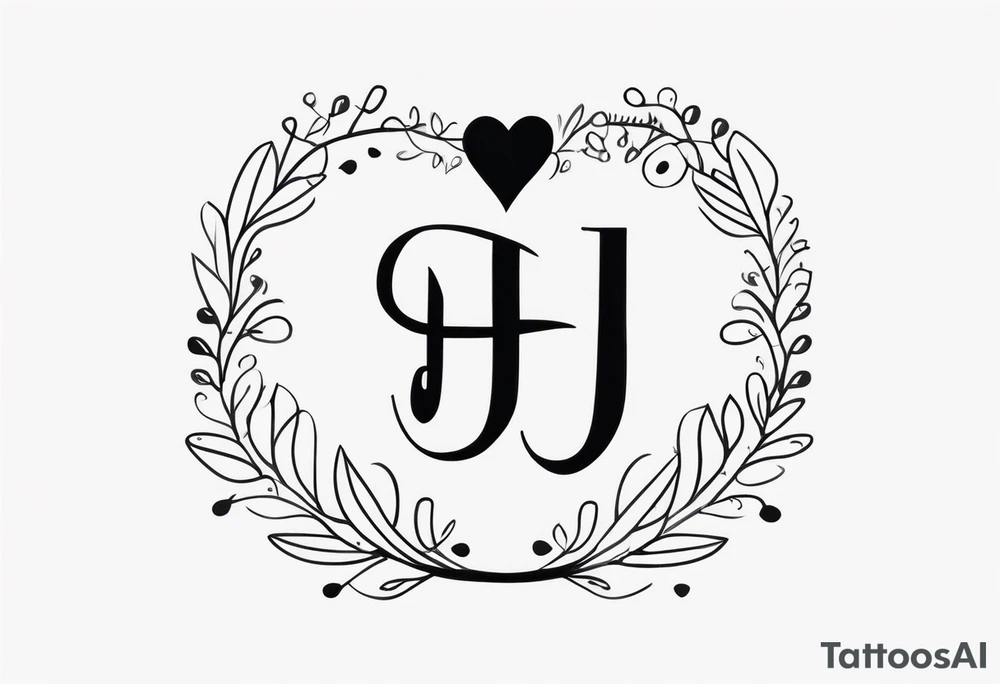 make a tattoo with the initials HJ in cursive with a heart tattoo idea make a tattoo with the initials HJ in cursive with a heart tattoo idea