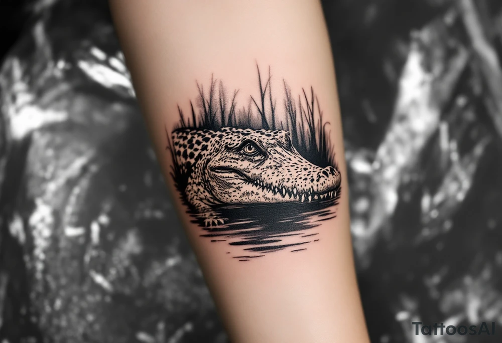 Sheriff alligator in the swamp tattoo idea