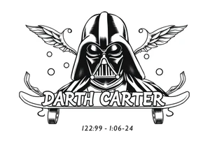 Skateboarding Darth Vader
WORDS in star wars font "Darth Carter"
12/29/88-01/06/24 tattoo idea
