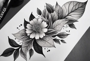 Leaves with Flower Details Long tattoo idea