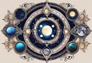 Astrology, Cancer, Natal Chart, symbolic, vision, yin yang, the moon, the sun, Uranus, Pluto, spiritual third eye, mystical armband tattoo idea
