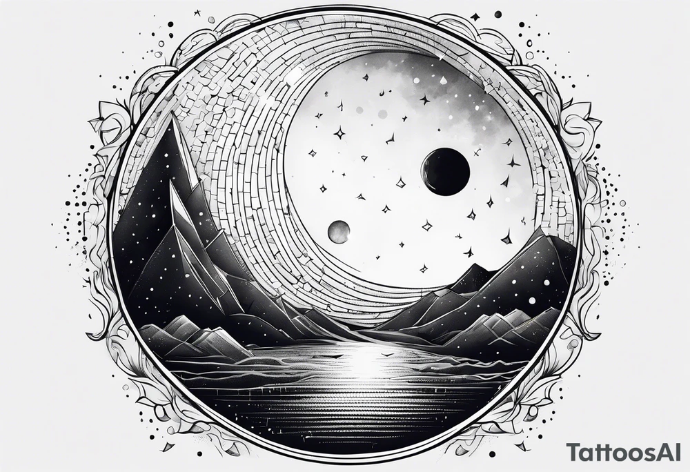 Moon and rain tattoo idea