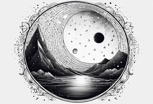 Moon and rain tattoo idea