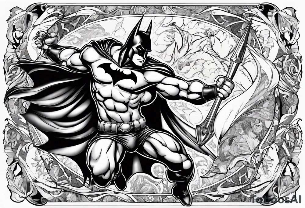 hercules fighting with batman tattoo idea