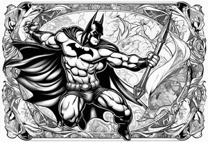 hercules fighting with batman tattoo idea