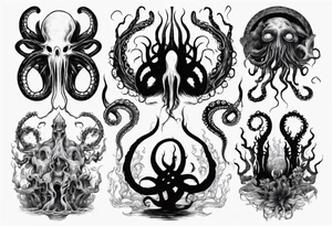 lovecraft mythe long tattoo 
with lot of tentacle tattoo idea