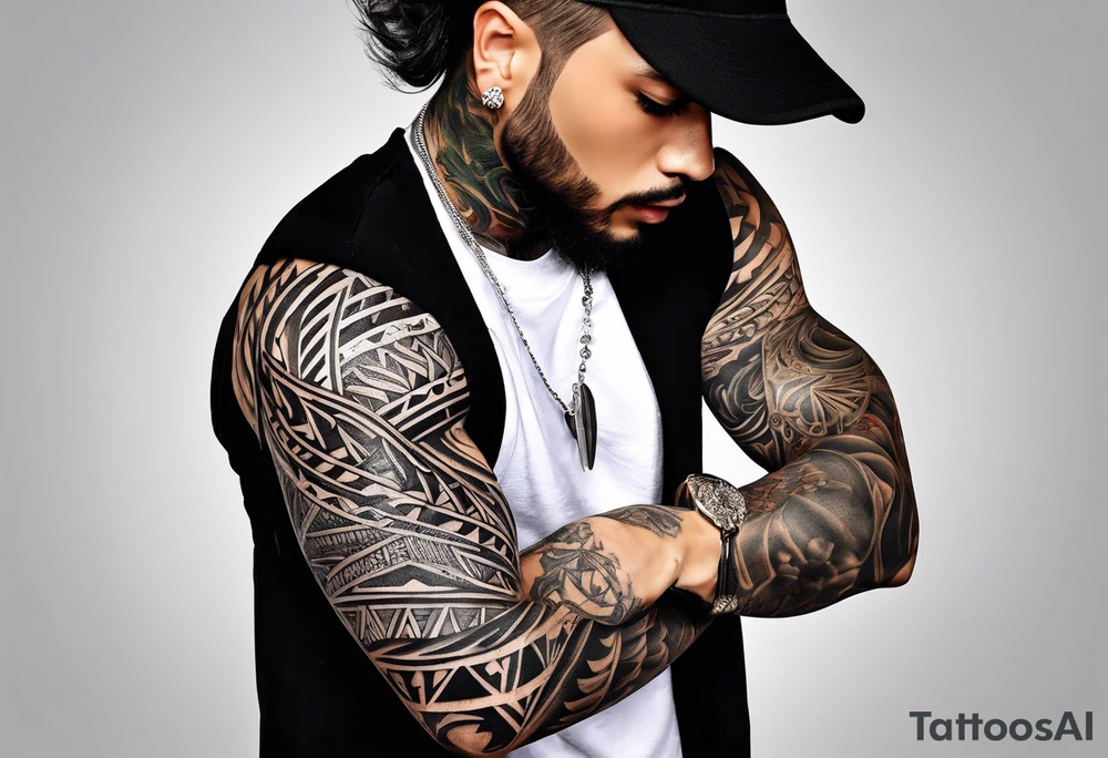 Tribal arm sleeve tattoo idea