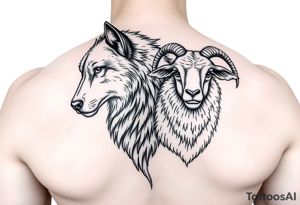Wolf and sheep as one tattoo idea