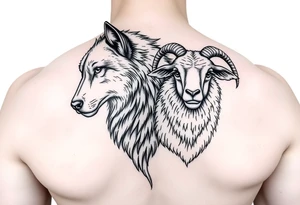 Wolf and sheep as one tattoo idea