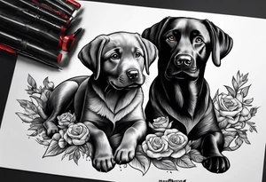 LABRADOR PLAYING WITH KIDS tattoo idea