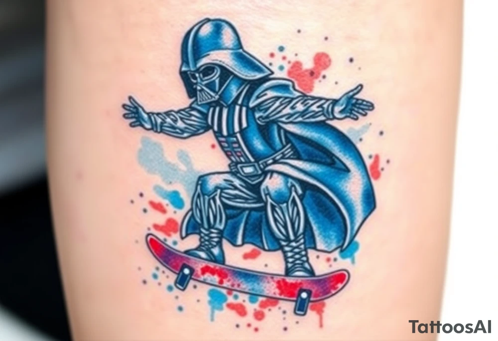 MEMORY TATTOO
blue and red Darth Vader skateboarding outdoor
"Darth Carter"
12/29/88-01/06/24 tattoo idea