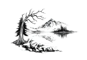 Lake scene tattoo idea