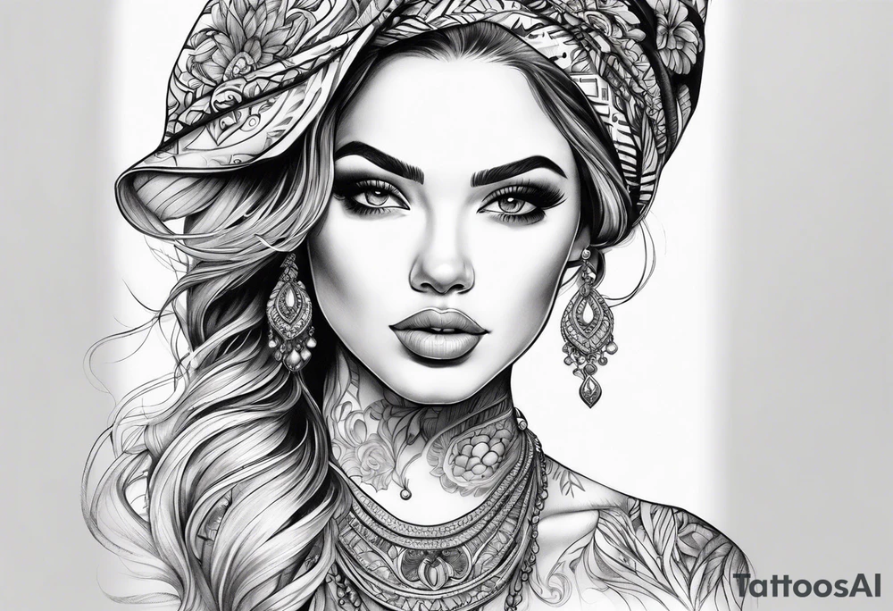 beautiful woman tattoo idea