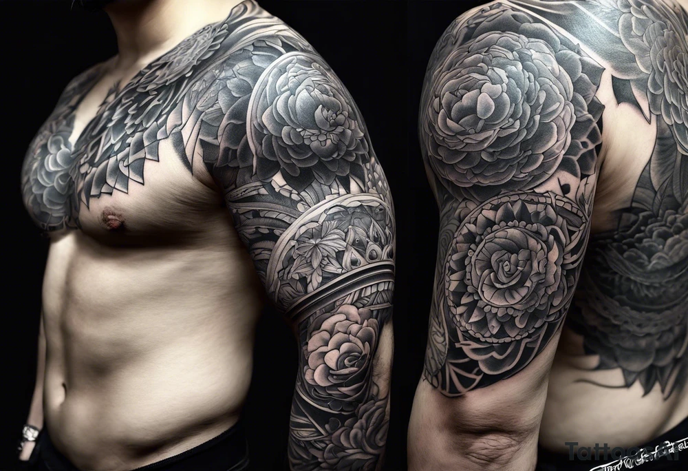 На икре линии графика нимб меч клинок tattoo idea