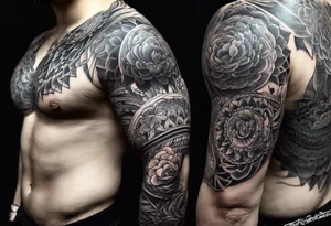 На икре линии графика нимб меч клинок tattoo idea
