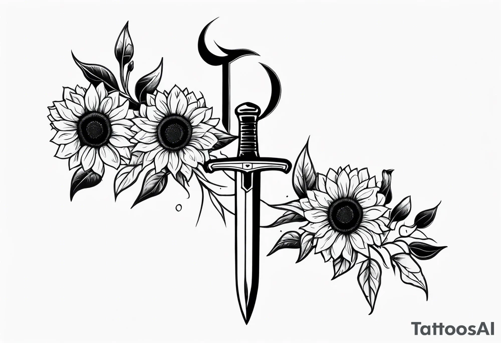 sword with sunflowers on it tattoo idea