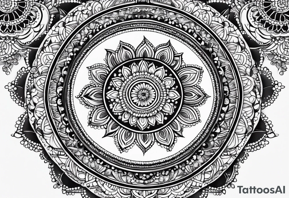 Full arm mandala henna female tattoo design with mushroom henna at shoulder tattoo idea