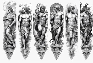 greek gods full arm sleeve tattoo idea