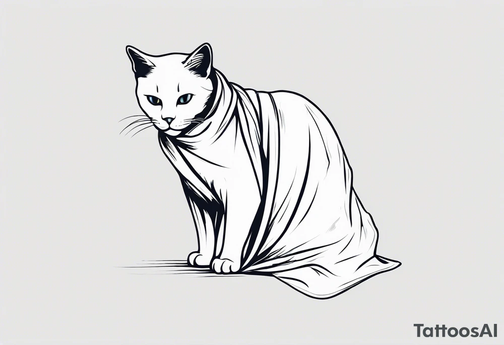 Cat wearing a sheet dressed as a ghost tattoo idea