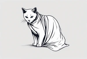 Cat wearing a sheet dressed as a ghost tattoo idea