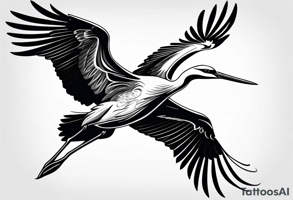 A flying stork tattoo idea
