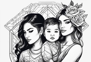 Mom with son and daughter tattoo idea
