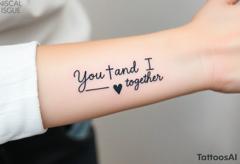 "You and I together" with a cross and a heart tattoo idea