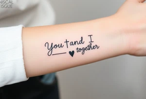 "You and I together" with a cross and a heart tattoo idea