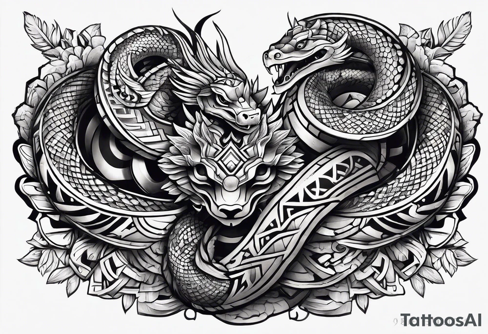 aztec snake sleeve tattoo idea