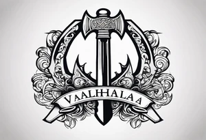Valhalla sword shield 
 axe tattoo idea