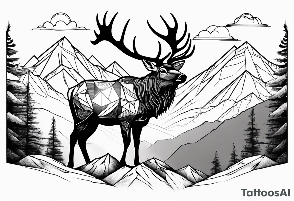 majestic elk with mountains in the background tattoo idea majestic elk with mountains in the background tattoo idea