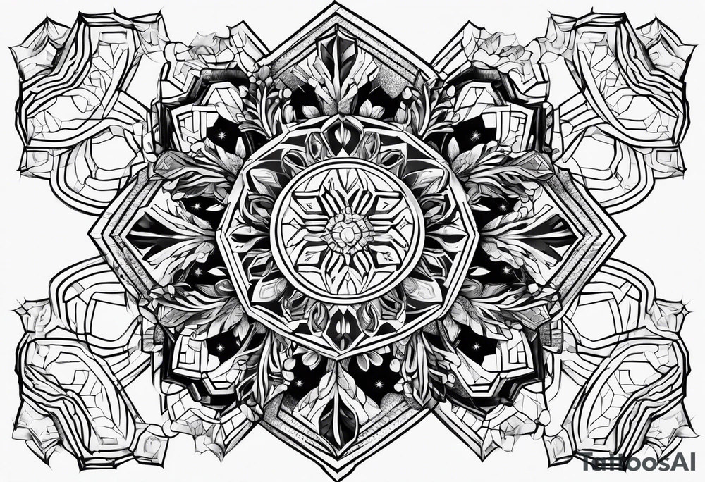 Hexagon linked snowflake tattoo idea