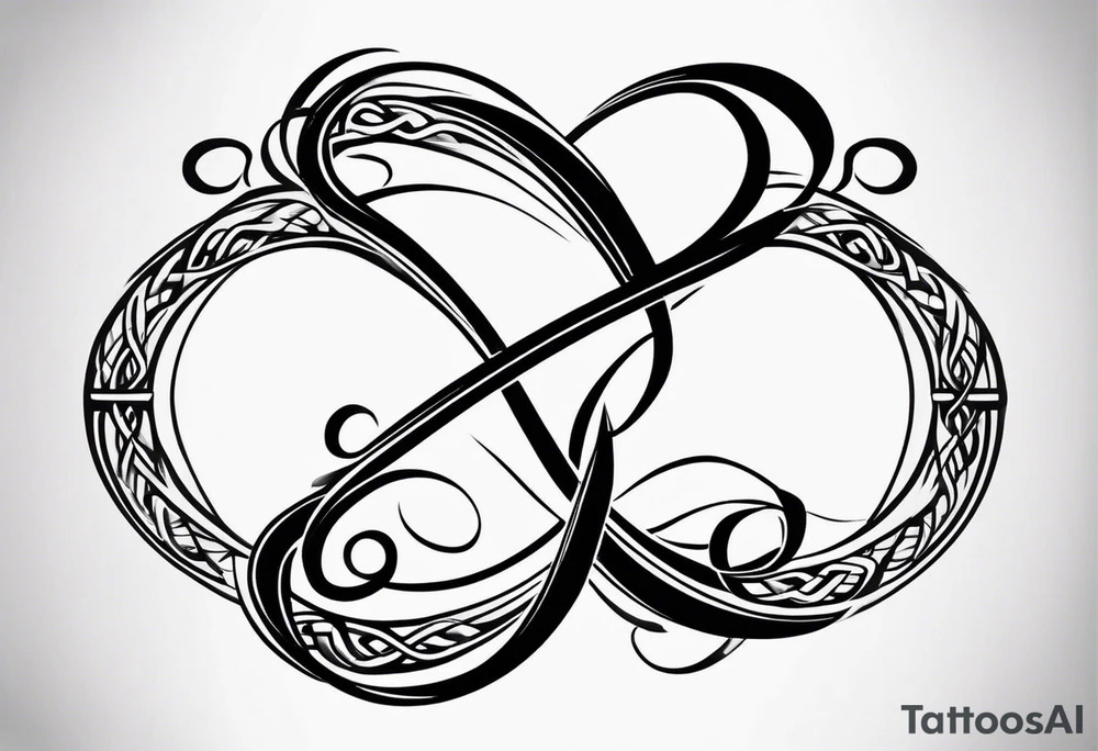 Infinity Symbol with Initials: Incorporate the infinity symbol, with the couple’s initials intertwined within the loop. This design can be exclusively in black or with a touch of red on the initials. tattoo idea