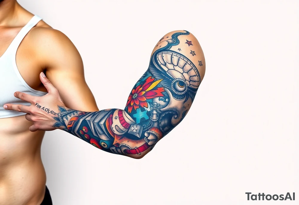 full left arm sleeve dedicated to my son with autism tattoo idea